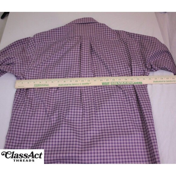 Brooks Brothers Shirt Mens Purple Plaid Button Down Non-Iron Supima Cotton Sz M - Picture 2 of 8